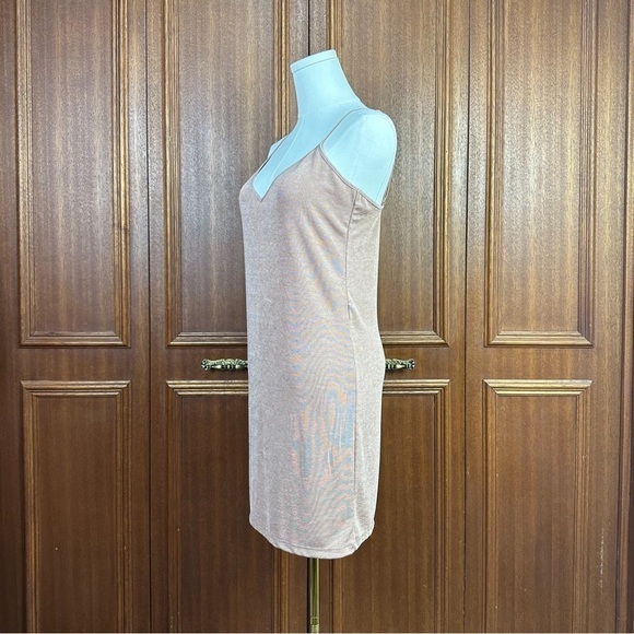 Zara Tan Silky Spaghetti Adjustable Strap Dress V-neckline Women Small - Picture 4 of 10